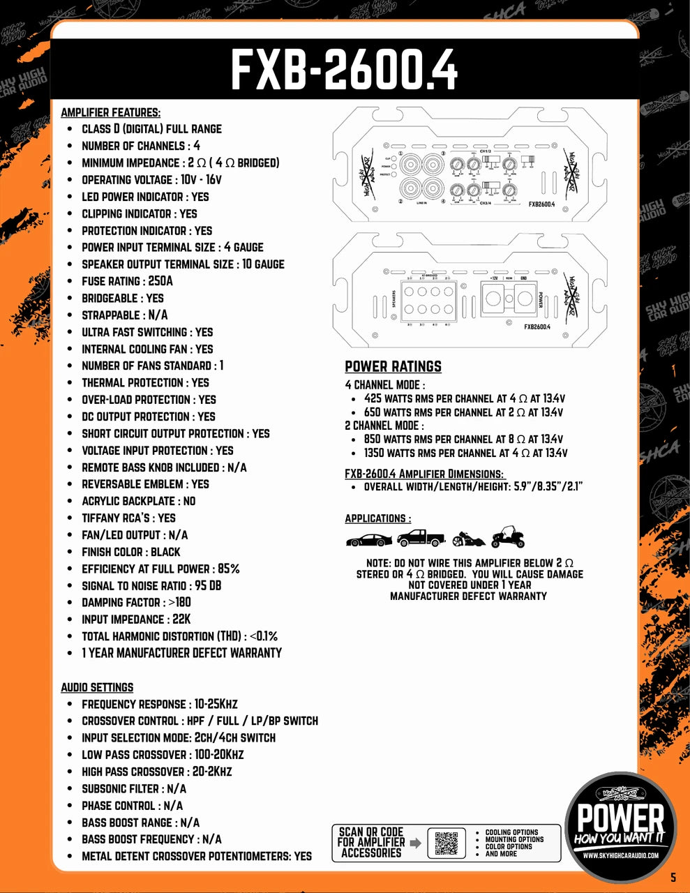 Sky High Car Audio - FXB 2600.4