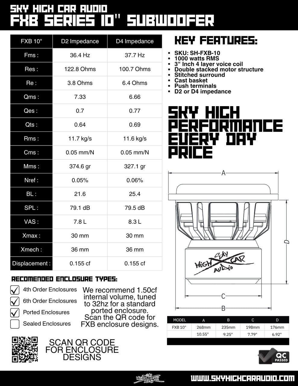 Sky High Car Audio - FXB Series 10”