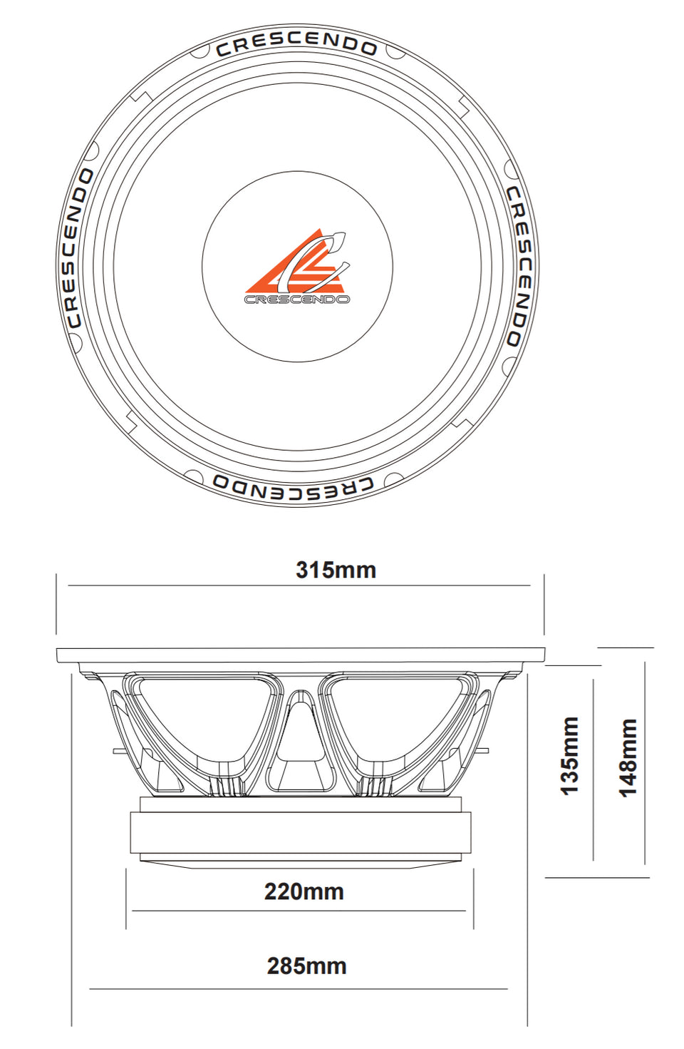 Crescendo Audio - MBC 12" MidBass Cartel Woofer