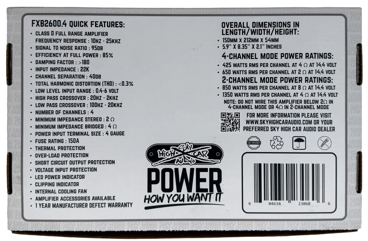 Sky High Car Audio - FXB 2600.4