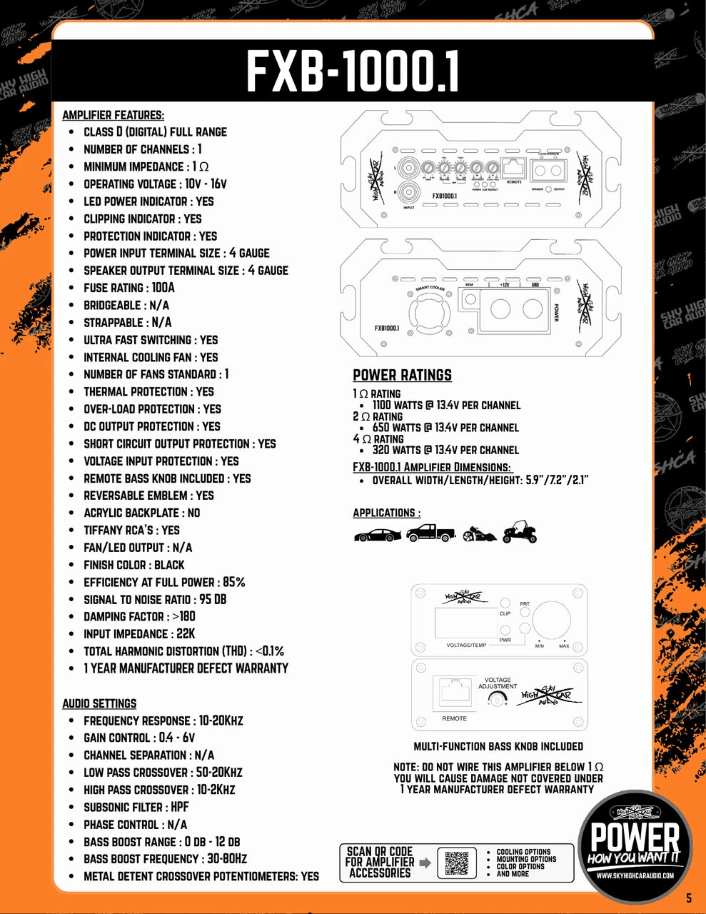 Sky High Car Audio - FXB 1000.1