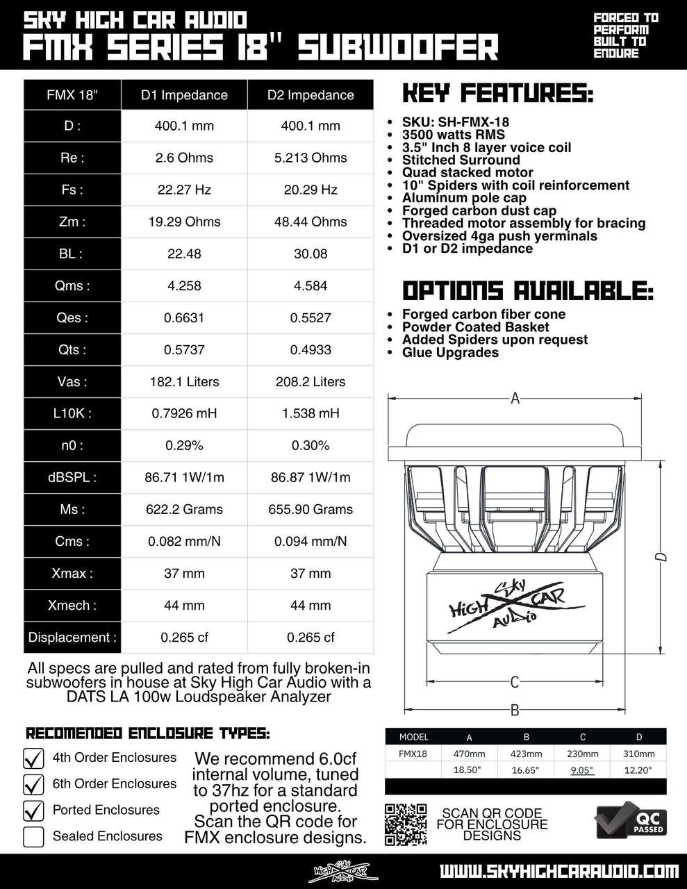 Sky High Car Audio - FMX Series 18”