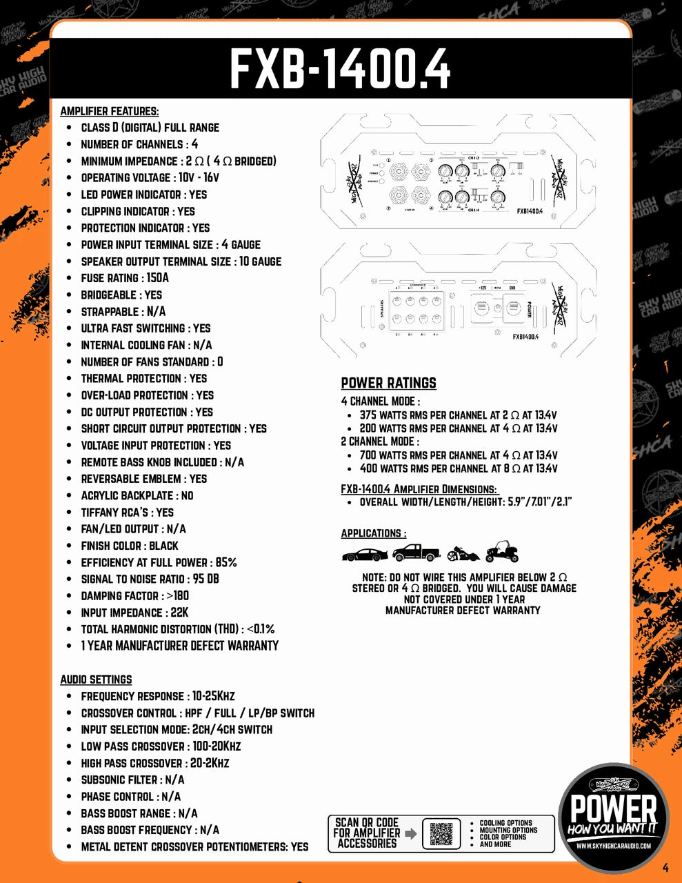 Sky High Car Audio - FXB 1400.4