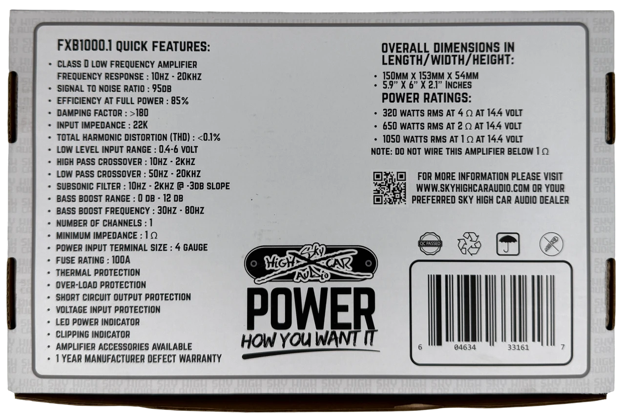 Sky High Car Audio - FXB 1000.1